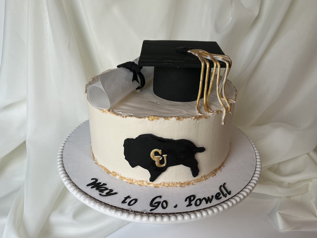 Graduation cake- Buff – Rosewater Bakery