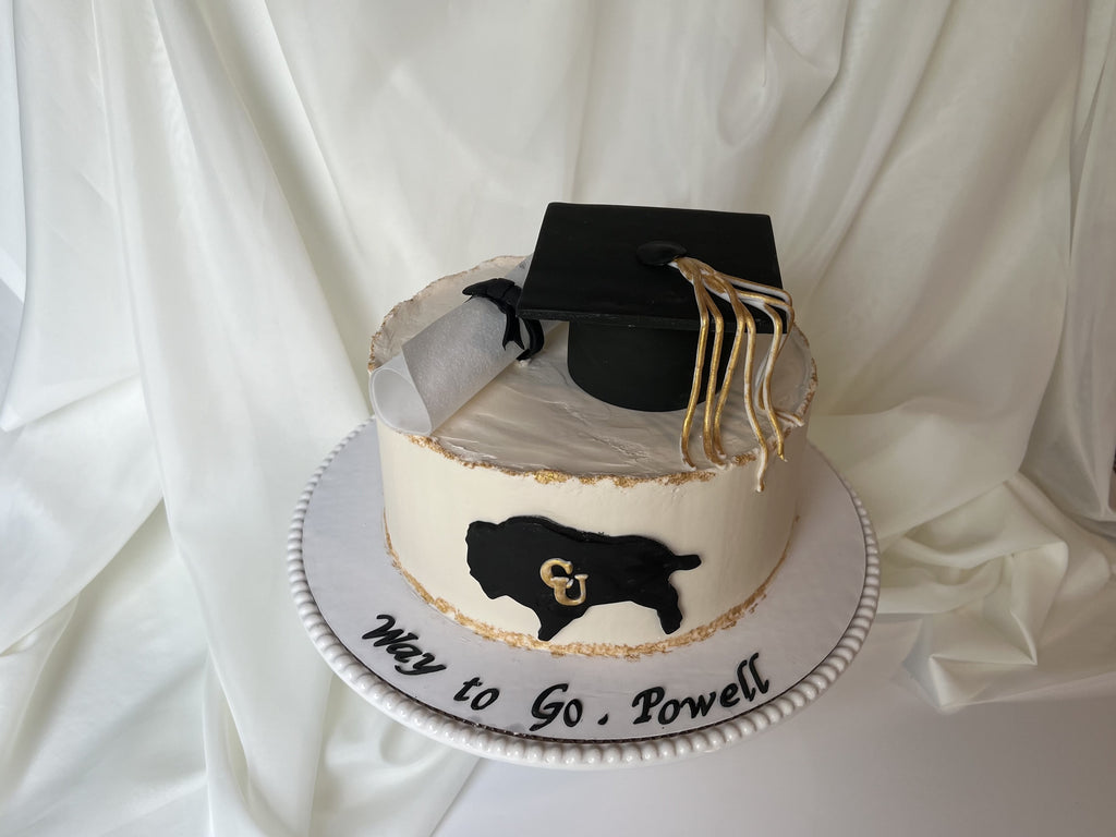 Graduation cake- Buff – Rosewater Bakery