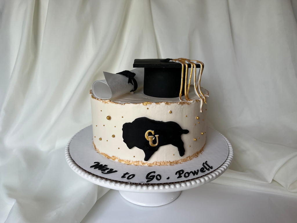 Graduation cake- Buff – Rosewater Bakery